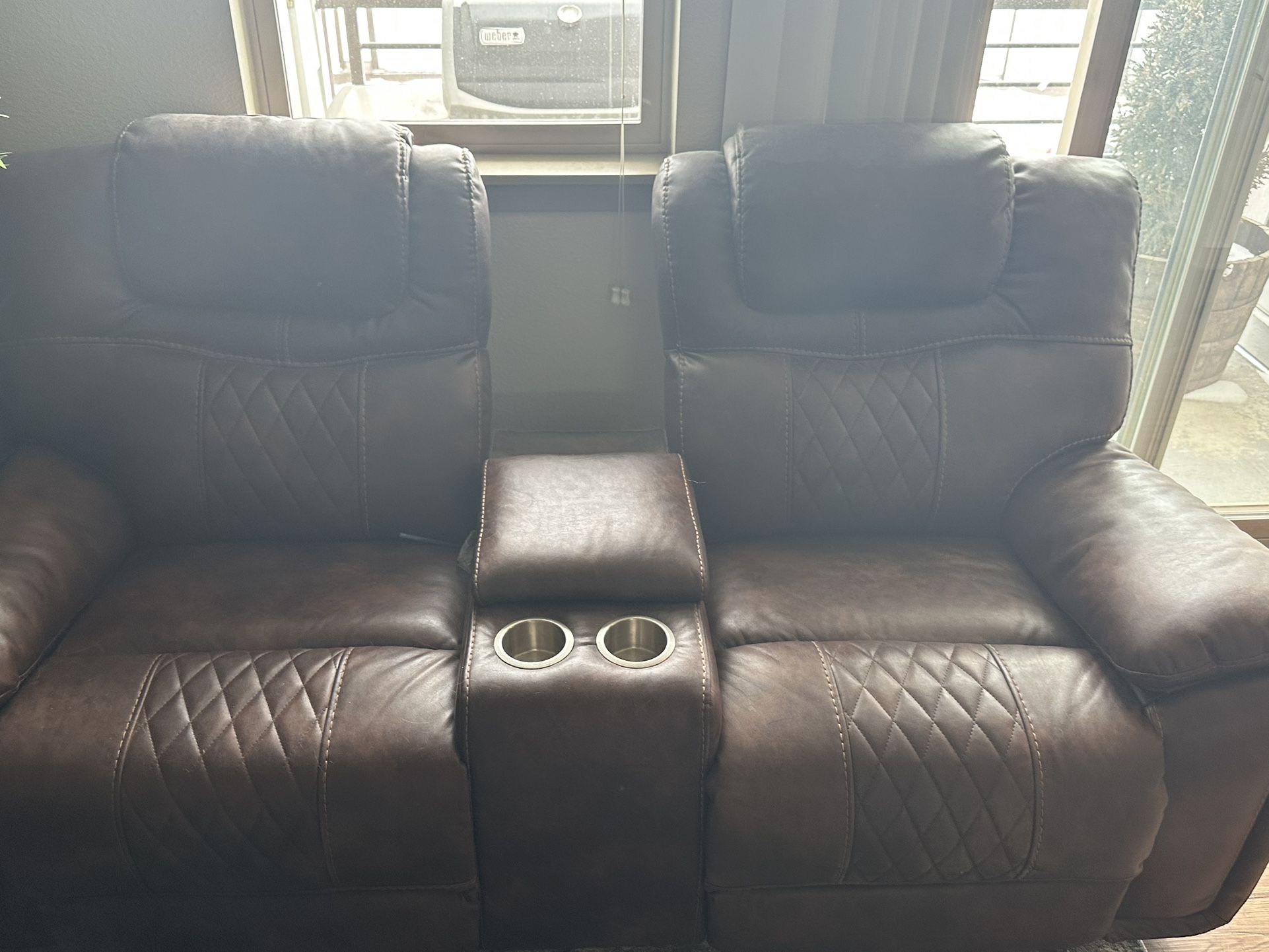 Leather Reclining Sofa and Loveseat