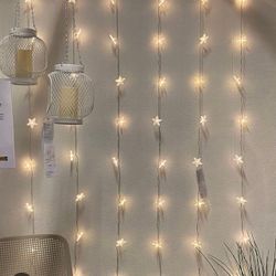 Ikea STRALA LED String Light Curtain w/48 Star Lights White Indoor/Outdoor