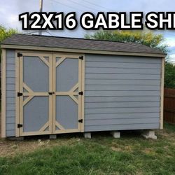 12x16 Gable Shed/storage includes: double shed door, 2 free shelves