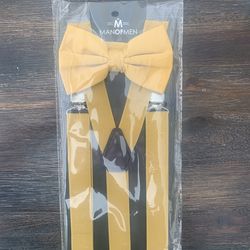Bowtie & Suspenser Set - Gold