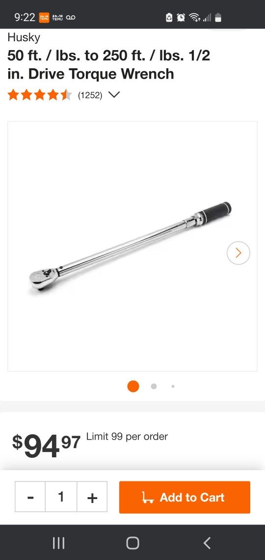 Husky Torque Wrench $45