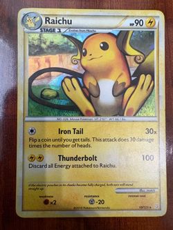 Pokemon Raichu 10/123 HeartGold SoulSilver HGSS Cracked Ice Holo Rare MP/LP