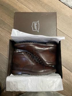 Mens Florsheim Cap Toe Brown Leather Boots, Like New, Size 12D