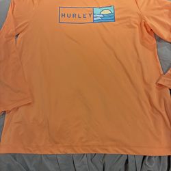 Hurley Men’s Large Orange Long Sleeve Athletic Graphic T-Shirt NWOT