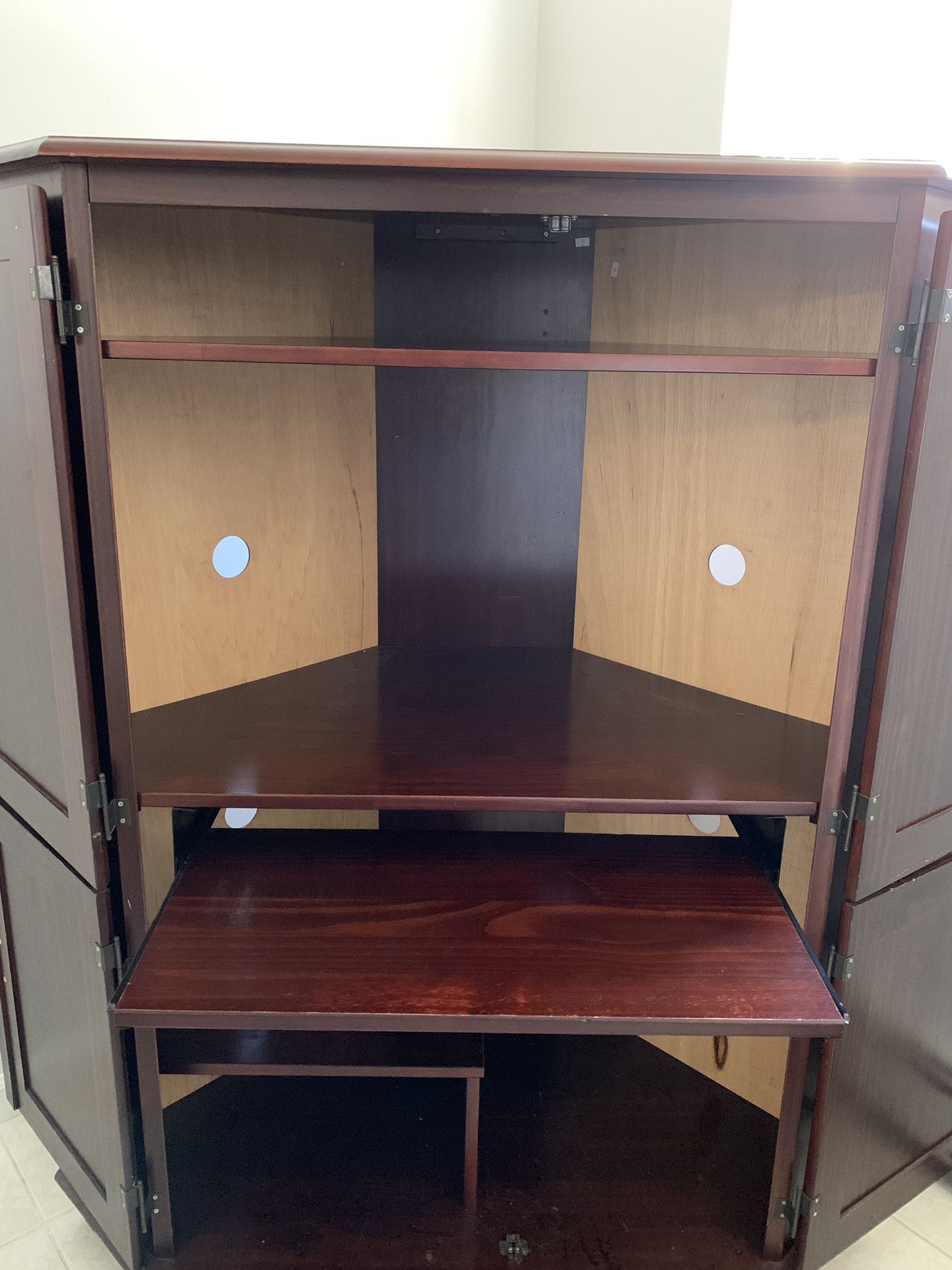 Corner Desk Enclosed Doors For Private Chest Style Office Work Station Real Cherry Wood! 