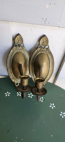 Pr. Vintage Victorian Style Brass Wall Sconces