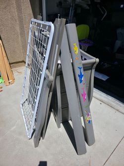 Grey Crib with changing table and drawers