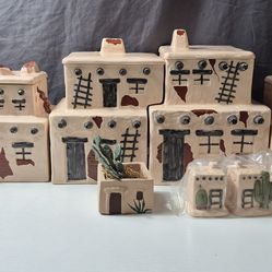 Vintage  southwestern Adobe Pueblo canister set