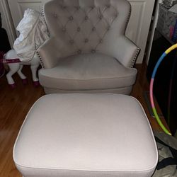 Upholstered Armchair And Ottoman 