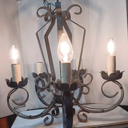 Vintage Meditrainian  Wrought Iron  5 Lights Hanging Chandlier