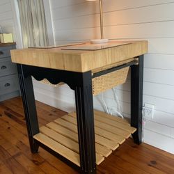 Solid Wood Butcher Block With Stools