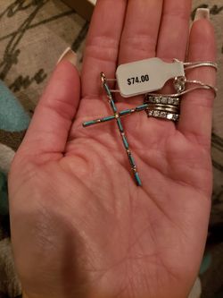 Turquoise and Sterling Silver Cross