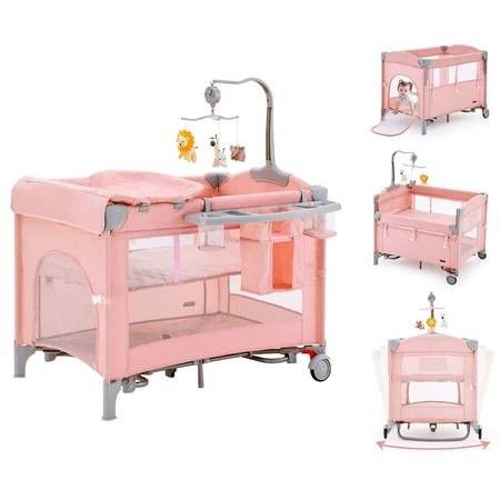 HARPPA Pack and Play 5 in 1 Portable Baby Bed pink