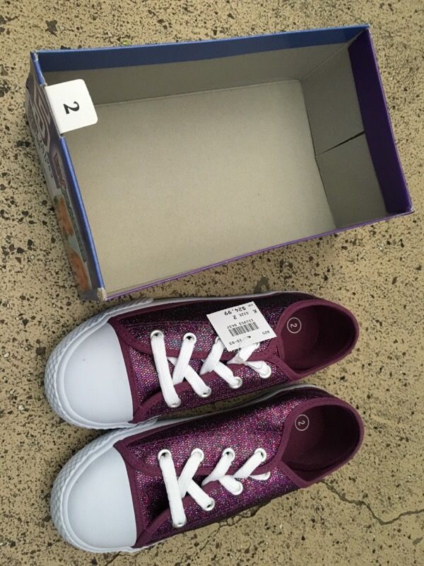 Liv And Maddie, purple sparkle shoes, size 2