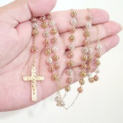 San Jude Rosary Trincolor 14k Gold Plated NEW