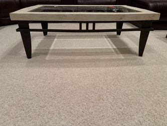 Stone Top Glass Insert Coffee Table