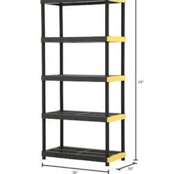 5-Tier Easy Assembly Multi-purpose Plastic Garage Storage Shelving Unit in Black (36 in. W x 74 in. H x 18 in. D) 6.2k