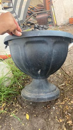 Large Black Plastic Urn Planter