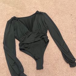 New Medium Black Long Sleeve Top Bodysuit 