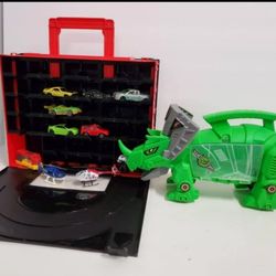 Lot of Toy Cars + 2 Toy Car Carrying Cases