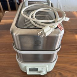 BUYDEEM Electric Food Steamer for Cooking, 2 Tier Stainless Steel Steamer with Slow Cook Mode