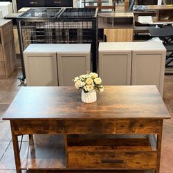 Lift Top Coffee Table, 39" Coffee Table with Storage Drawers, Hidden Compartment, Wooden Lift Tabletop Center Table for Living Room, Home(Rustic Brown