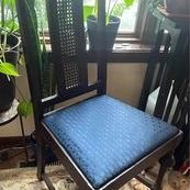 Antique Cane Back Upholstered Cushion Chair