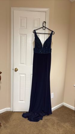 Vienna prom dress. Size 10. Dark blue and shiny beads intertwined