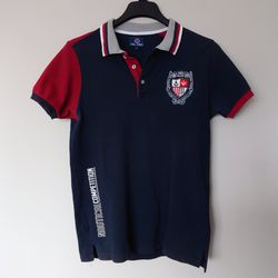 Paul Parker 1982 Sailing Team Slim Fit Crest Logo Polo Shirt Navy Multi Size M RETAIL $139