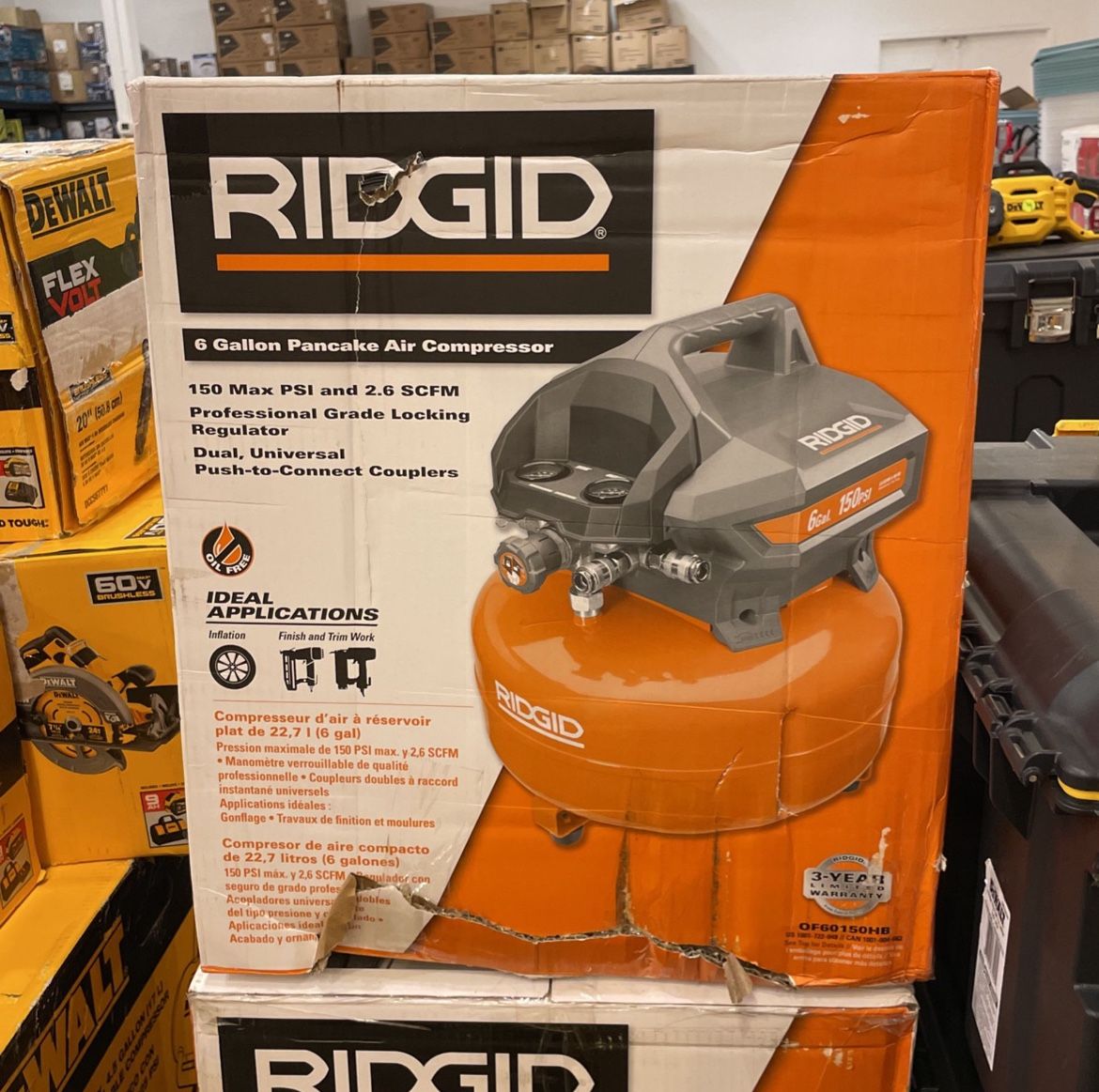 RIDGID 6 GALLON PANCAKE AIR COMPRESSOR OF60150HB for Sale in North Las ...