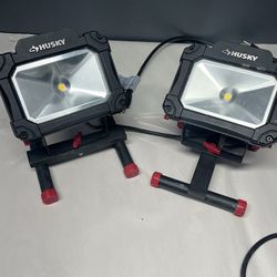 Pair of Husky 2000-Lumen Rechargeable LED Work Lights