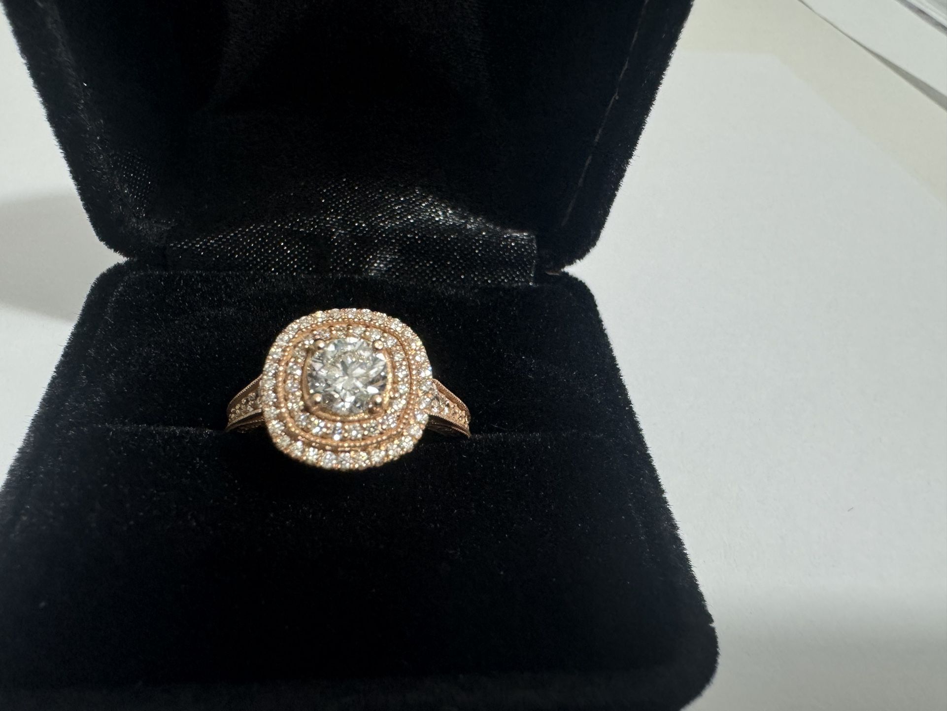GIA Certified 18K Gold Rose Diamond Engagement Ring