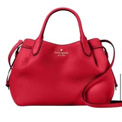 Kate Spade Dumpling Large Pebbled Leather Satchel Bag, Perfect Cherry Red NWT 
