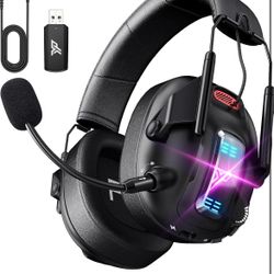 Wireless Gaming Headset for PS5, PS4, PC, USB Over Ear Gaming Headphones with Noise Canceling Mic, Bluetooth 5.3, 100H Battery, Low Latency, Foldable 