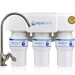 Aquasana Under Sink Water Filter | 3-Stage Filtration | Certified to Reduce up to 99.99% of PFAS, Lead, Chlorine, & More | Under Counter Drinking Wate
