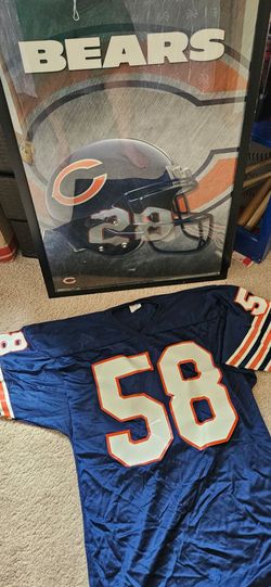 CHICAGO BEARS, Athletic Wear, made in America, starting tackle Darnell Wright #58, Large blue Jersey (42/44) 100% Nylon, Firm.