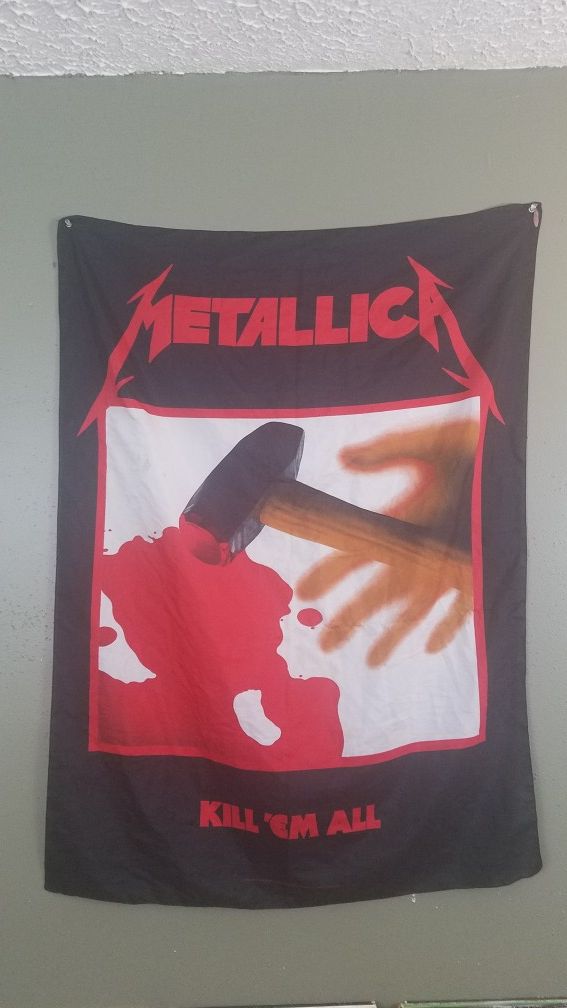 Metallica Kill 'Em All Album Art 80s Fabric Wall Tapestry Poster Rare Rock Memorabilia Cloth Banner Metal Band