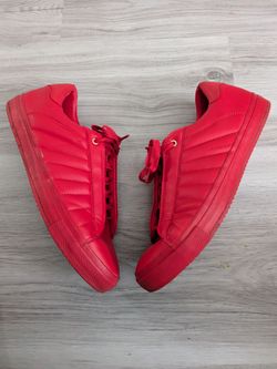 ZARA Red Quilted Faux Leather Lace Up sneakers