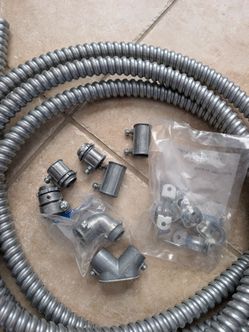 13.5 ft of Flexible Metal Conduit with Fittings and Straps