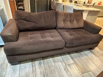 Brown Microfiber Tufted 2-Seat Sofa