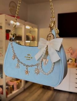 Coach Light Blue Leather Shoulder Bag