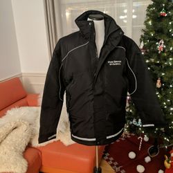 Men's Straight Parka / Jacket Black Color With Reflective Stripes