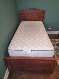 Ashley Furniture Twin Wood Bed,Drawer, Spring Box, Mattress
