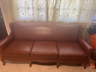 Reupholstered vintage leather couch