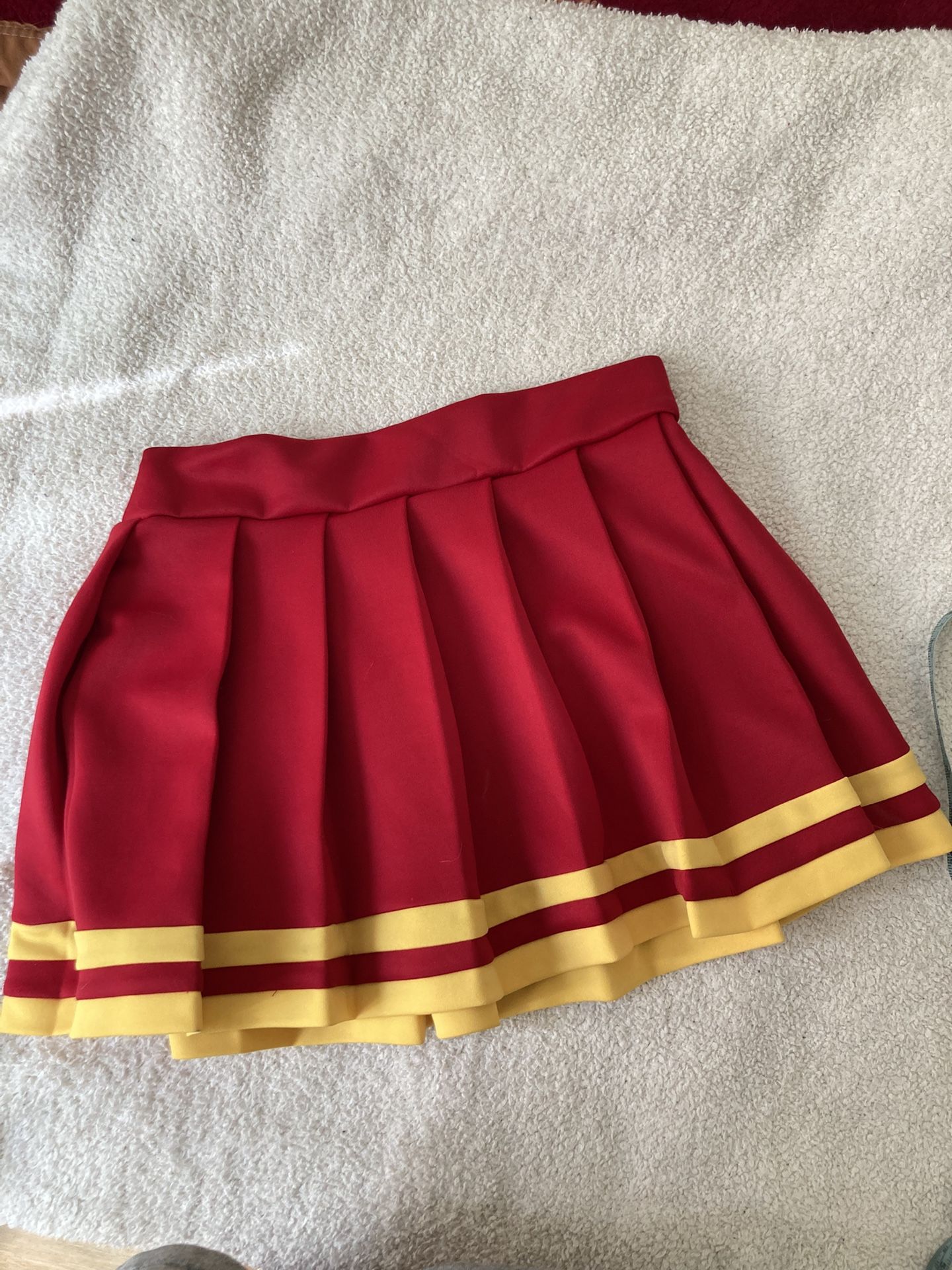 Gameday Cheerleader Pleated Red And Yellow Skirt