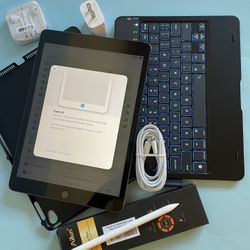 Apple IPad 9th Generation (10.2” Retina /Touch ID /IOS 18/ 2021 Model) 64GB with Pen, Keyboard  & Accessories 