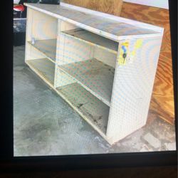 5 Shelf Metal Cabinet With Wood Top  
