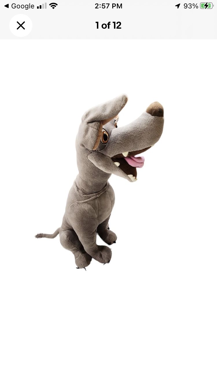 Disney Store Coco Movie DANTE Large Gray Plush Miguel's Dog Poseable Tongue 19"