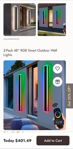 2-Pack 48" RGB Smart Outdoor Wall Lights