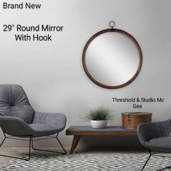 Brand New Threshold &Studio Mc Gee - 29" Round Mirror Whit Hook